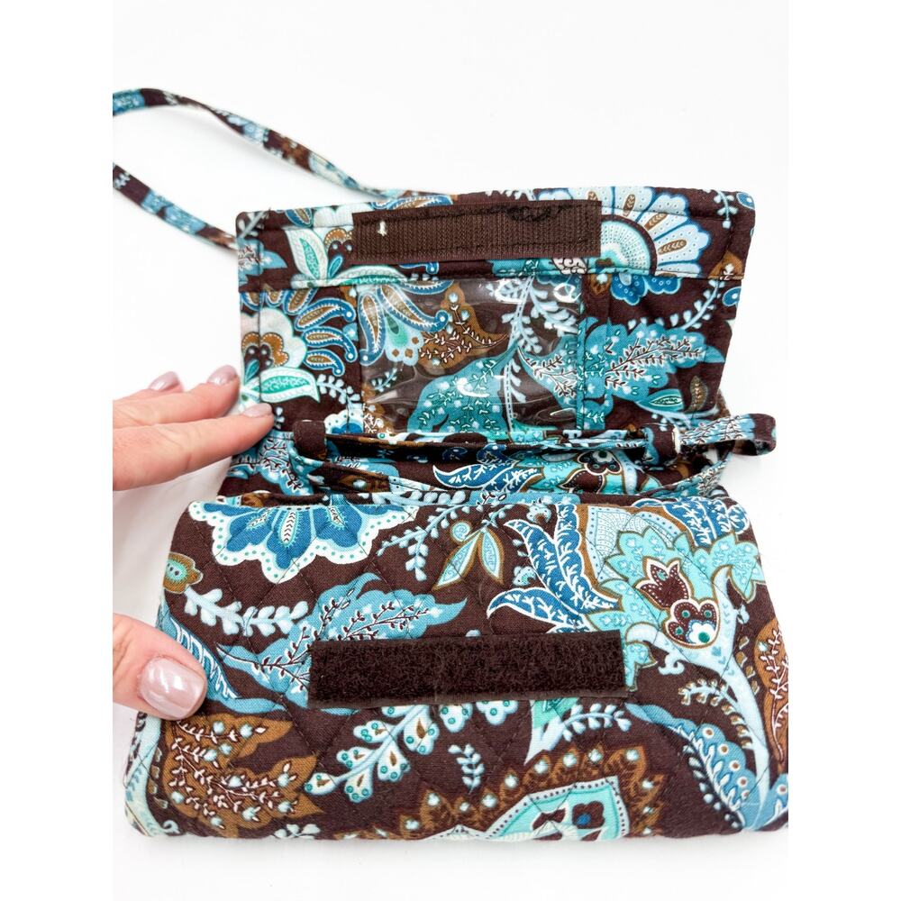 Vera Bradley Java Blue Leaf Wristlet Trifold Clut… - image 2
